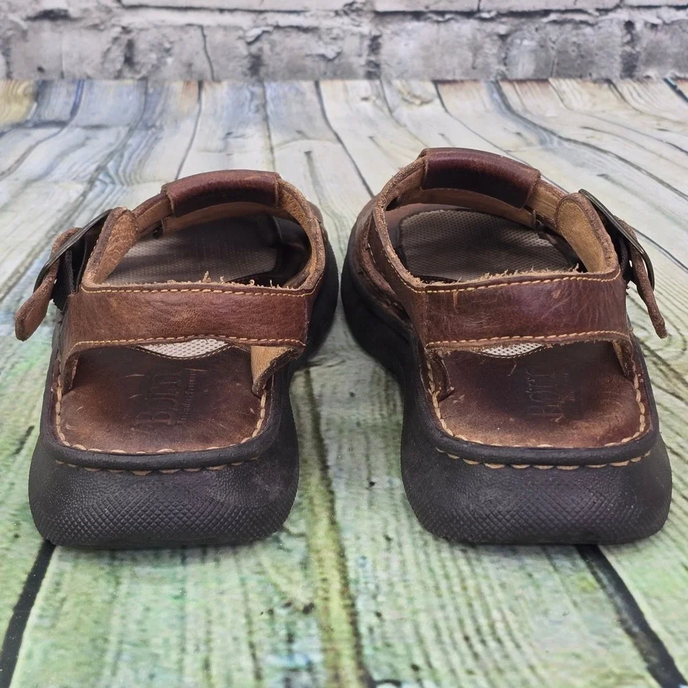 Born Murphy Fisherman Sandals Mens 9 Brown Leather Buckle Handcrafted Comfort